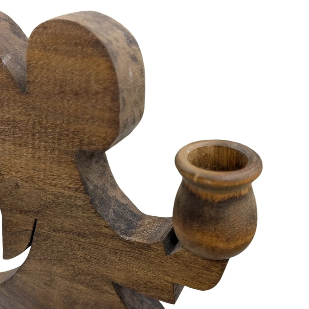 Veteran Made Wooden Angel Candle Holder Christmas Xmas Holiday Tabletop Decor